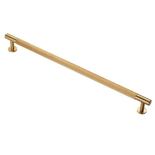 Lined Bar Door Pull Handle - 274mm x 13mm - 224mm Centres - Satin Brass Loops