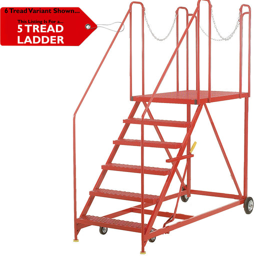 5 Tread Wide Truck Dock Loading Stairs Non Slip Platform Vehicle Step Ladder Loops