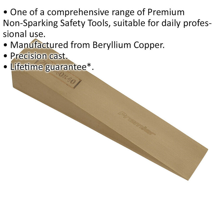 Non Sparking Lifting Wedge - 200 x 40 x 40mm - Precision Cast - Beryllium Copper Loops