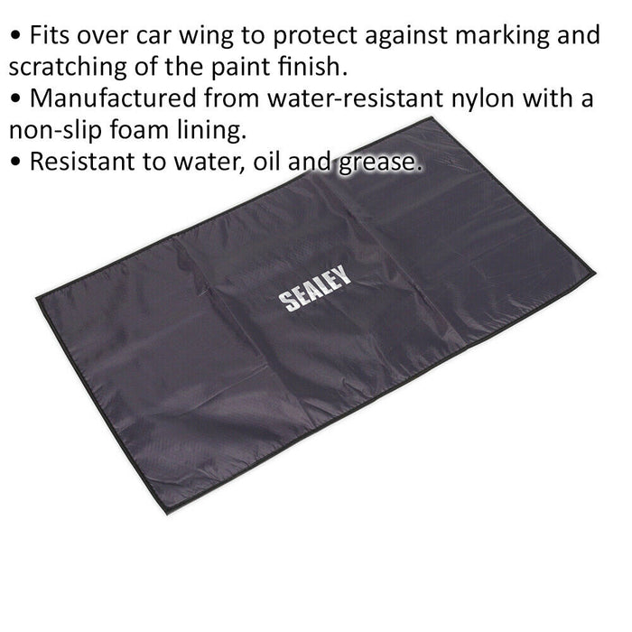 Non-Slip Car Wing Cover - Water-Resistant Nylon - 800 x 450mm - Protective Cover Loops