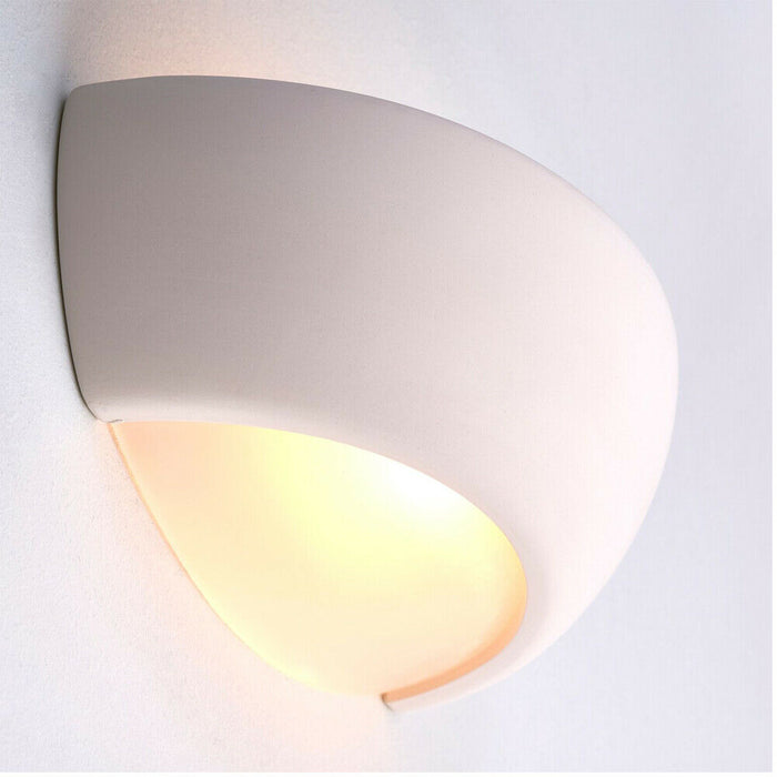 Dimmable LED Wall Light Unglazed Ceramic Semi Dome Lounge Lamp Lighting Fitting Loops