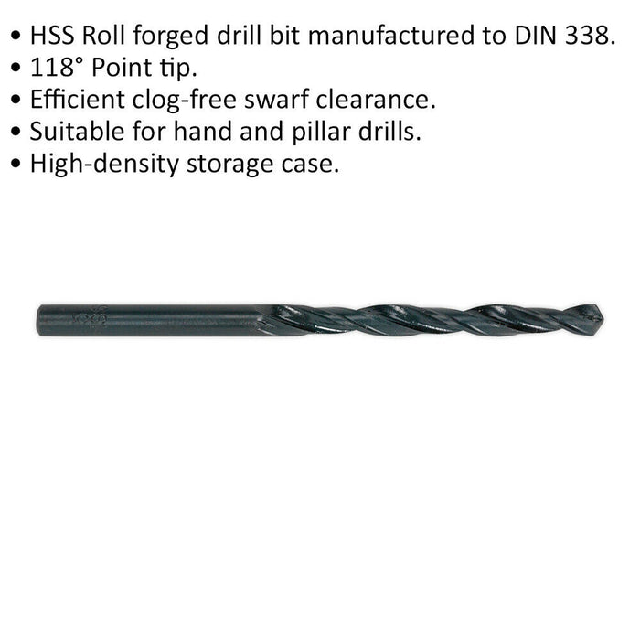 10 PACK 8mm Roll Forged HSS Drill Bit - Suitable for Hand and Pillar Drills Loops