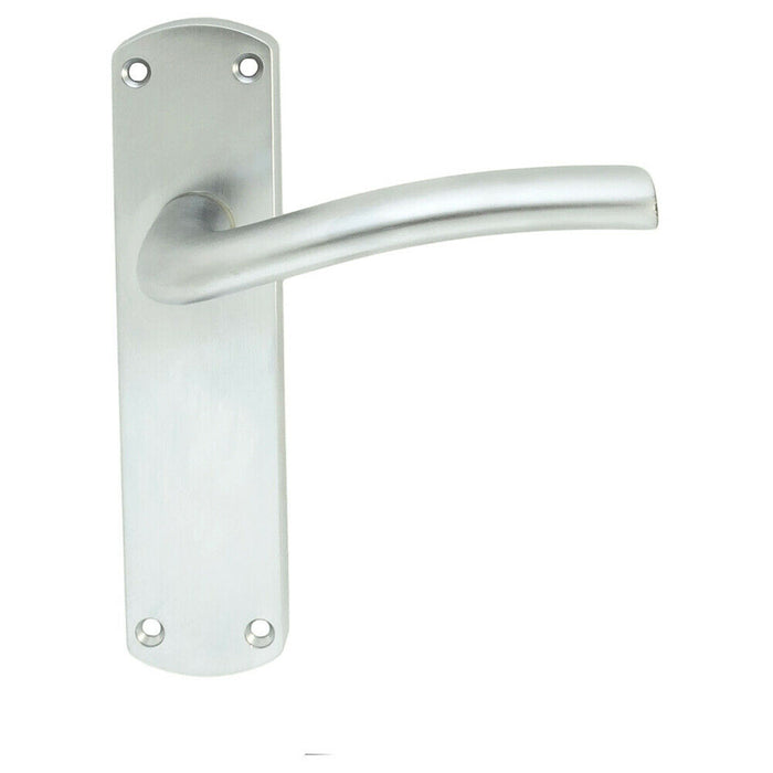 4x PAIR Rounded Curved Bar Handle on Latch Backplate 170 x 42mm Satin Chrome Loops