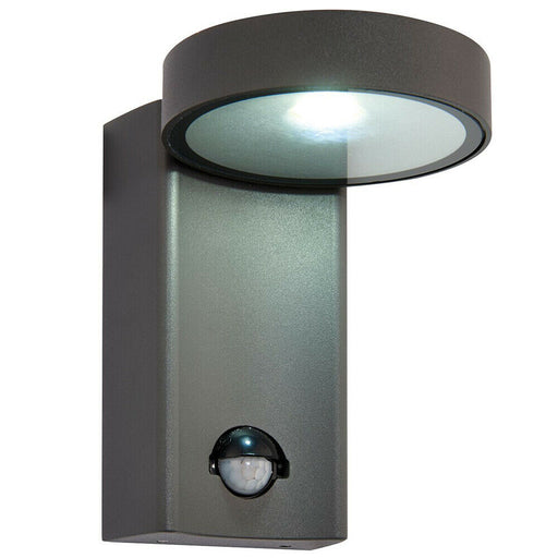 IP44 Outdoor Anthracite Wall Light PIR Motion Sensor & Photocell 10W Cool White Loops