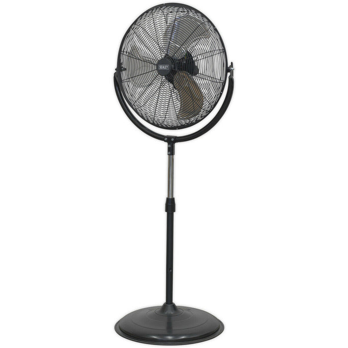 Industrial 20" Pedestal Fan - 3 Speed Settings - High Velocity - Fully Guarded Loops