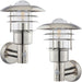 2 PACK IP44 Outdoor Wall Lamp Stainless Steel Caged Glass PIR Lantern Over Light Loops