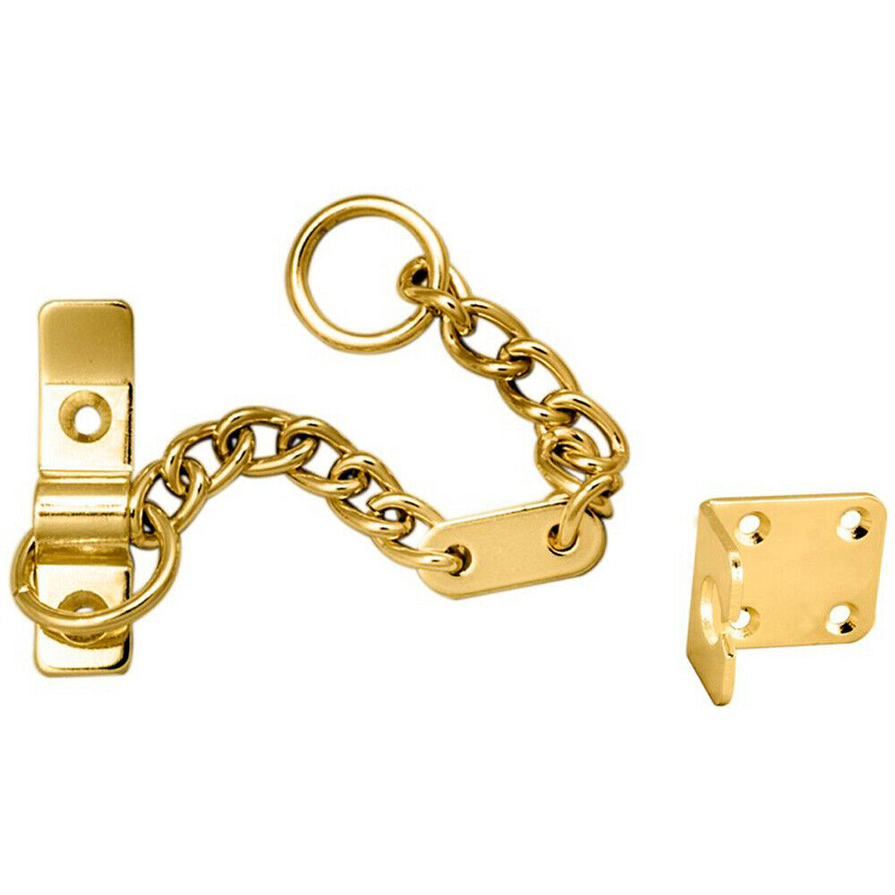 Heavy Duty Door Security Chain 195.5mm Length Electro Brassed Door Restrictor Loops