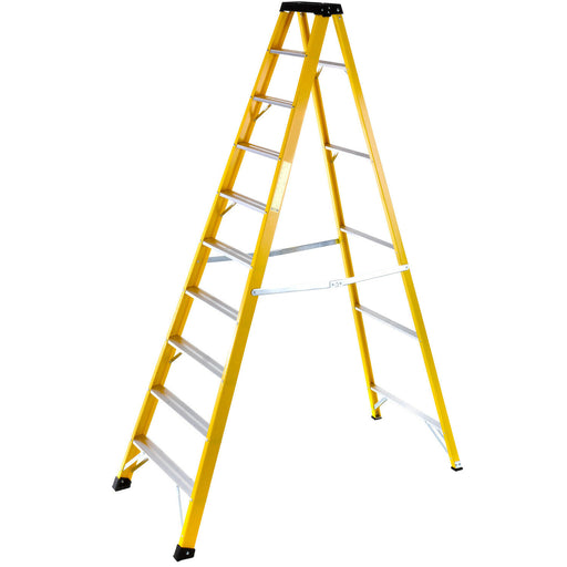 1.7m FIBREGLASS Swingback Step Ladders 10 Tread Professional Lightweight Steps Loops