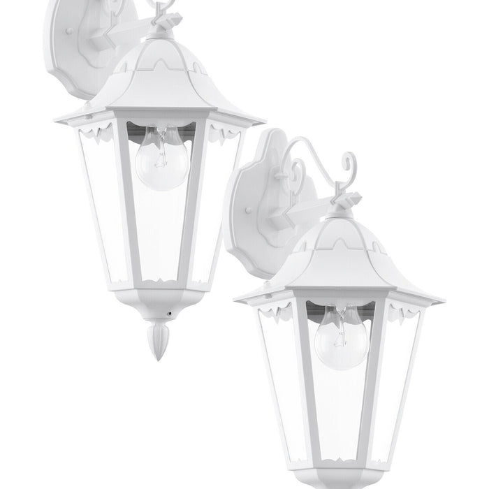 2 PACK IP44 Outdoor Wall Light White Traditional Lantern 60W E27 Porch Lamp Loops