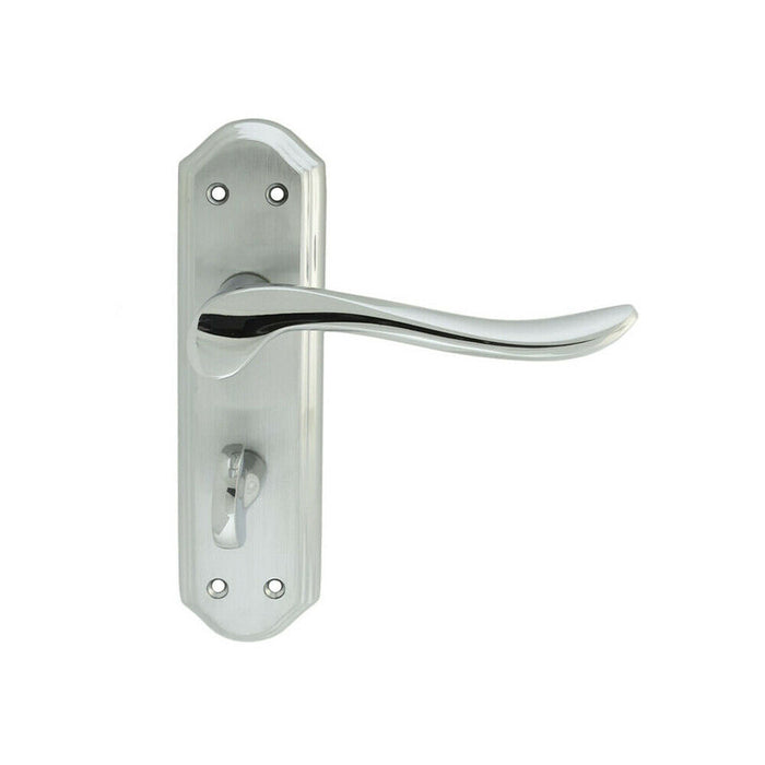 2x PAIR Curved Handle on Sculpted Bathroom Backplate 180 x 48mm Chrome Loops