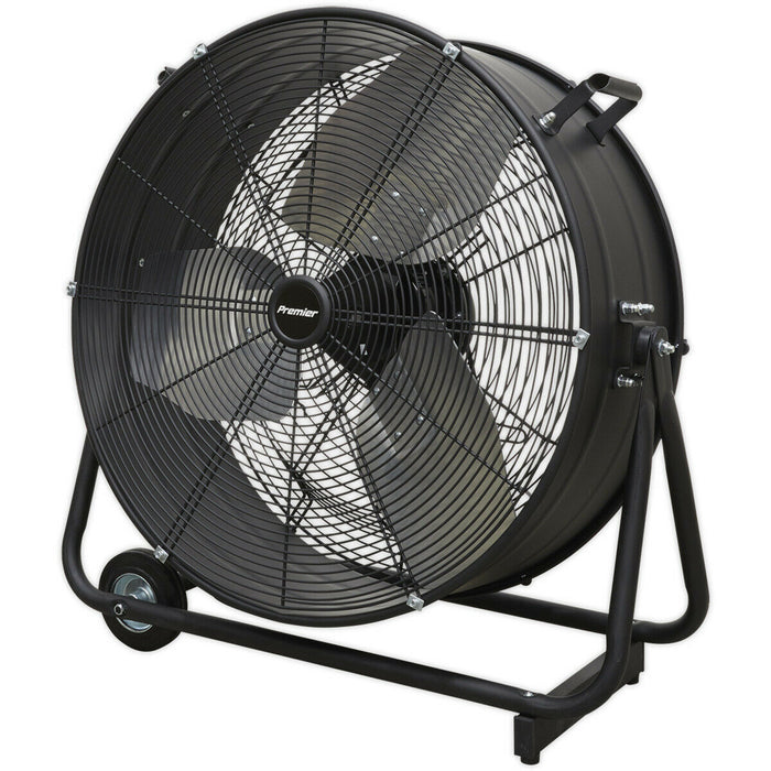 24" PREMIUM High Velocity Drum Fan - 2 Speed Settings - Wheeled Tilting Stand Loops