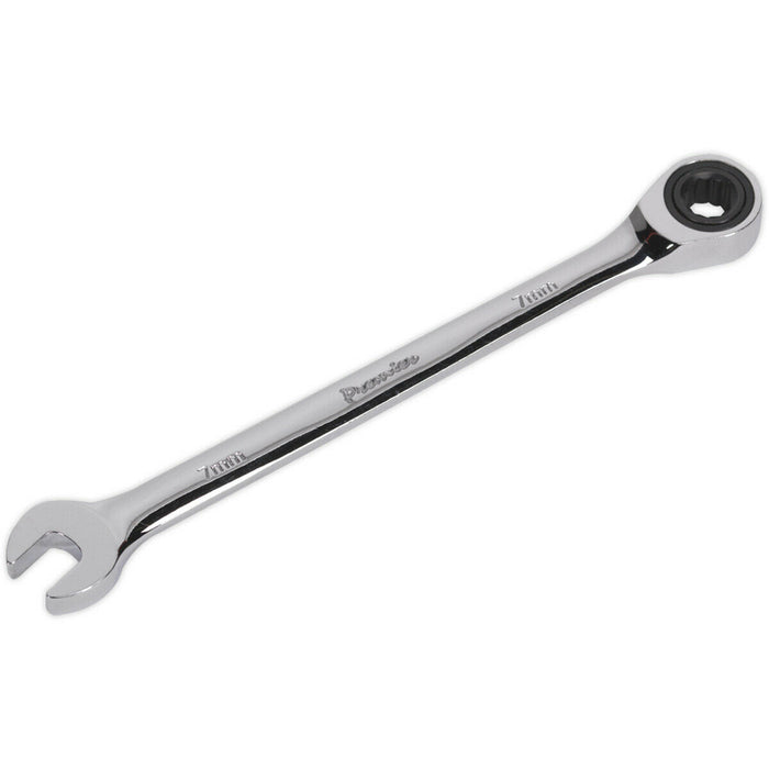 7mm Ratchet Combination Spanner - Chrome Vanadium Steel - 72 Tooth Ratchet Ring Loops