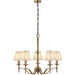 Avery Ceiling Pendant Chandelier Light 5 Lamp Antique Brass & Beige Pleat Shade Loops