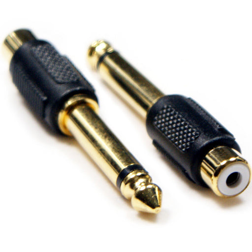 2x 6.35mm ¼" Mono Jack (Male) to RCA PHONO Female Adapter Guitar Microphone Loops