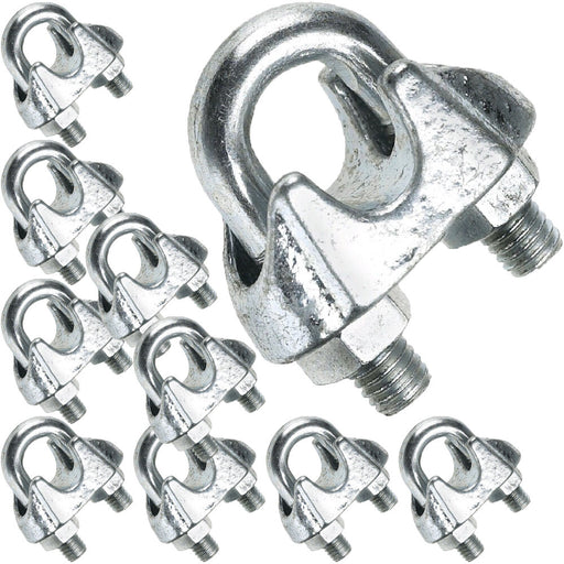 10 x 6mm Galvanised Steel Grip Clamp Clips Wire Rope Lashing Cable U Bolt Nut Loops