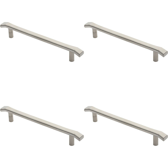 4x Flat Bar Pull Handle with Chamfered Edges 300mm Fixing Centres Satin Steel Loops