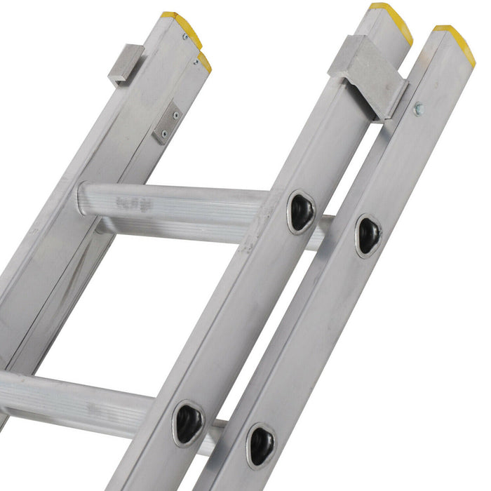 42 Rung Aluminium Double Section Extension Ladders & Stabiliser Feet 5.5m 10m Loops