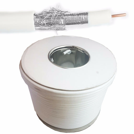 100m White Outdoor Coaxial RG6 Aerial Cable Shielded Satellite Freeview CCS Wire Loops