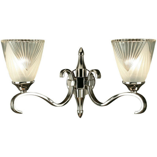 Luxury Traditional Twin Wall Light Bright Nickel Art Deco Glass Shade Dimmable Loops