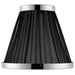 8" Luxury Round Tapered Lamp Shade Black Pleated Organza Fabric & Bright Nickel Loops