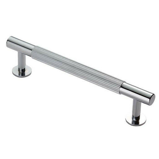 Lined Bar Door Pull Handle - 158mm x 13mm - 128mm Centres - Polished Chrome Loops