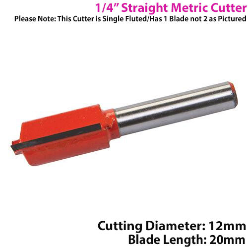 ¼" SHANK 12mm x 20mm Tungsten Carbide Straight Router Bit Worktop Wood Cutter Loops