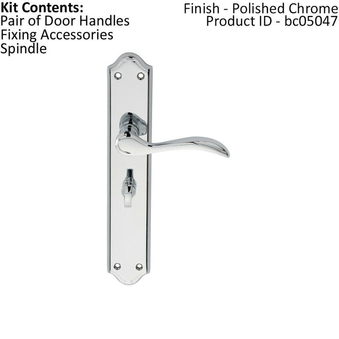 PAIR Curved Handle on Long Bathroom Backplate 245 x 45mm Polished Chrome Loops