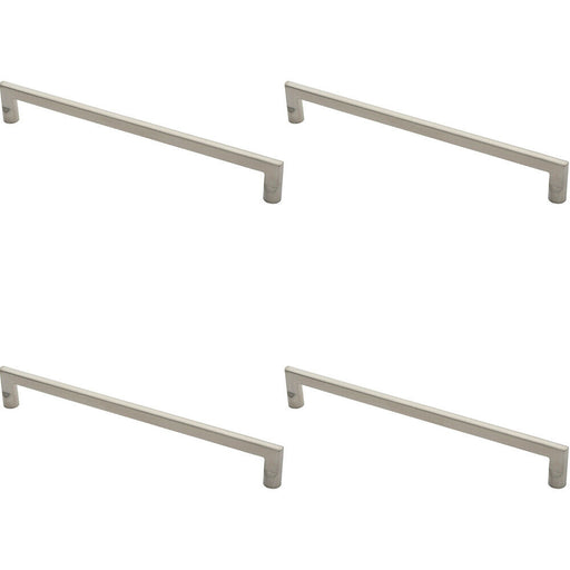 4x Flat D Bar Door Pull Handle 475 x 15mm 350mm Fixing Centres Satin Steel Loops