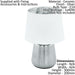 Table Lamp Colour Silver Base Shade White Outer Silver Inner Fabric E14 1x40W Loops