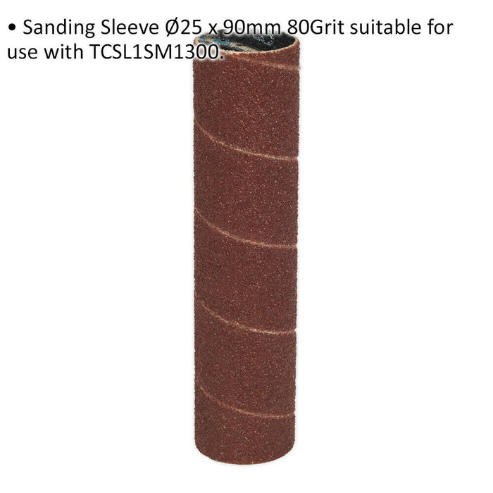 25mm x 90mm Bobbin Drum Sanding Sleeve - 80 Grit - Oscillating Aluminium Oxide Loops
