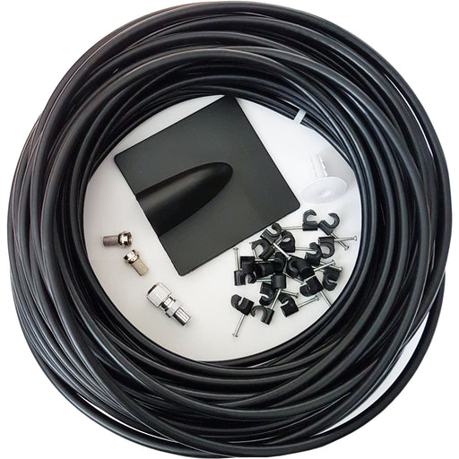 25M Black RG6 Coaxial Cable Kit For Aerial Satellite Dish Install TV Freesat Loops