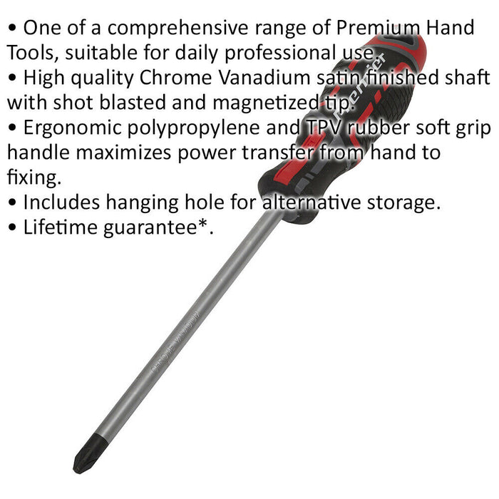 PREMIUM Pozi 3 x 150mm Screwdriver - Ergonomic Soft Grip - Magnetic Tip Driver Loops