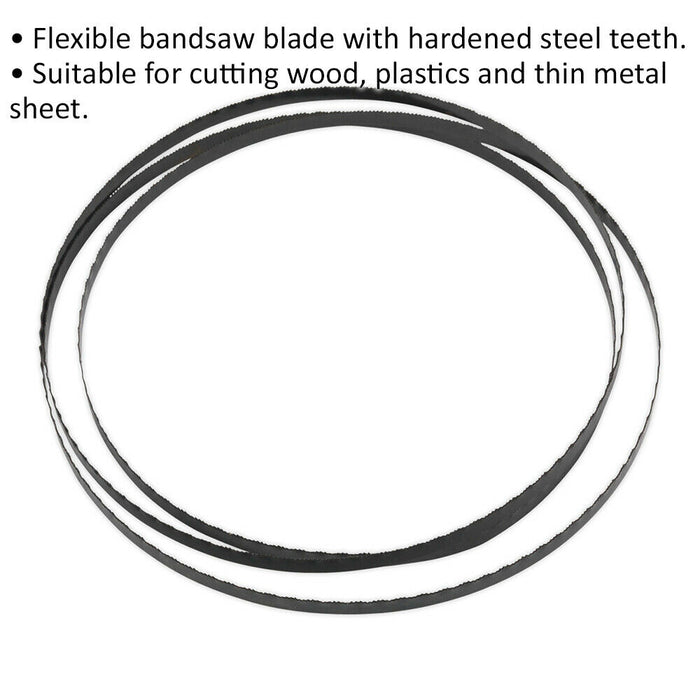 1400 x 6.5 x 0.35mm Bandsaw Blade Hardened Steel Teeth 24 TPI Wood Plastic Metal Loops