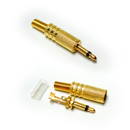 GOLD 3.5mm Mono Jack Plug Solder Connector AUX Audio Video Male to Mixer Amp Loops