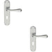 2x PAIR Smooth Round Bar Handle on Lock Backplate 185 x 40mm Satin Chrome Loops