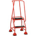 2 Tread Mobile Warehouse Steps RED 1.19m Portable Safety Ladder & Wheels Loops