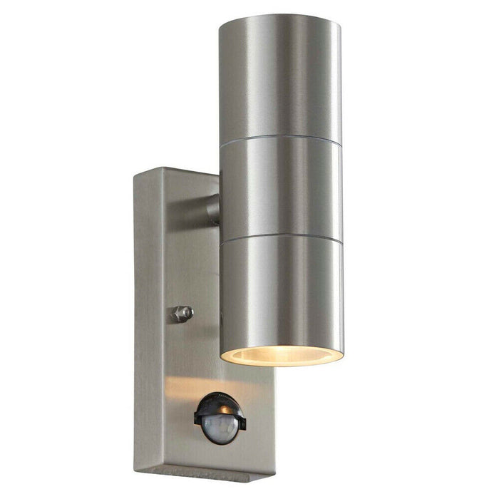 IP44 Outdoor Twin Light Stainless Steel Round Doorway Lamp Wall Porch Security Loops