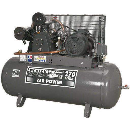 270 Litre Belt Drive Air Compressor - 3 Phase 7.5hp Motor - Triple Cylinder Pump Loops