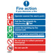 1x FIRE ACTION & LIFT Health & Safety Sign - Rigid Plastic 200 x 250mm Warning Loops