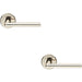 2x PAIR Slimline Straight Bar Lever on Round Rose Concealed Fix Polished Nickel Loops