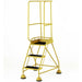 3 Tread Mobile Warehouse Steps & Guardrail YELLOW 1.7m Portable Safety Stairs Loops