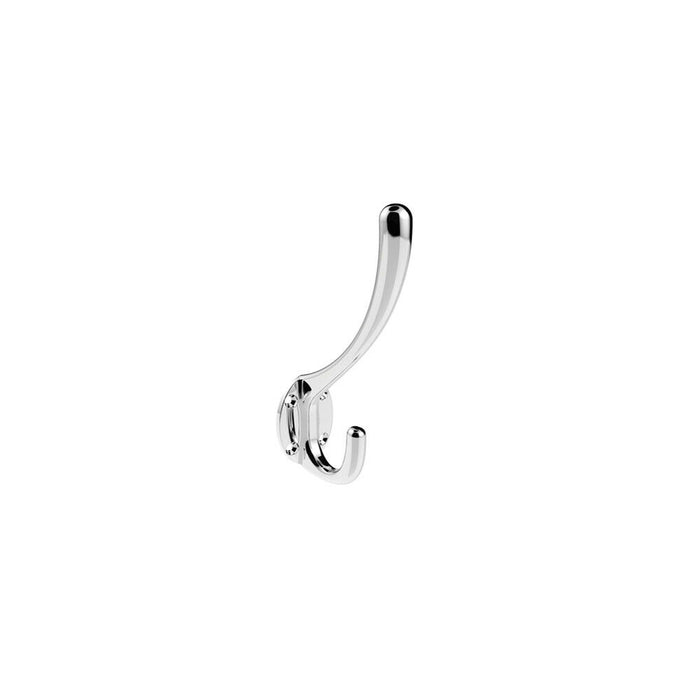 Heavyweight One Piece Hat & Coat Hook 76mm Projection Polished Chrome Loops
