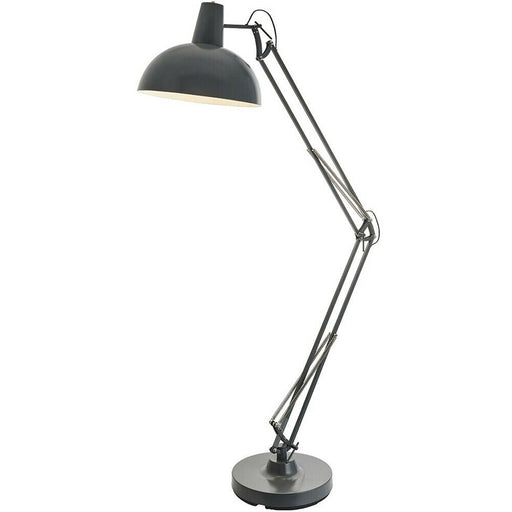 1.7m Adjustable Swing Arm Floor Lamp SLATE GREY Free Standing Living Room Light Loops