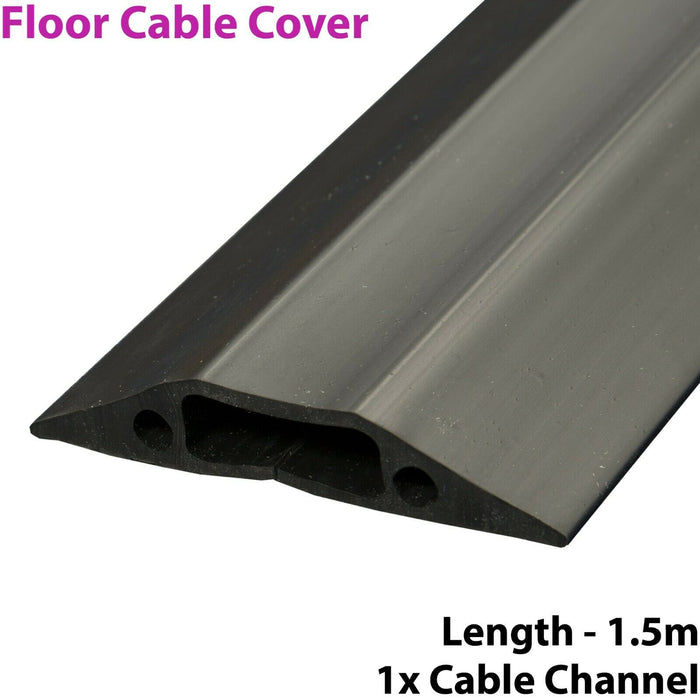 1.5m x 68mm Heavy Duty Rubber Floor Cable Cover Protector Conduit Tunnel Sleeve Loops