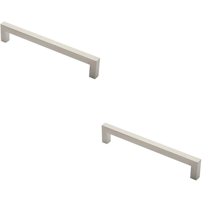 2x Square Mitred Door Pull Handle 319 x 19mm 300mm Fixing Centres Satin Steel Loops