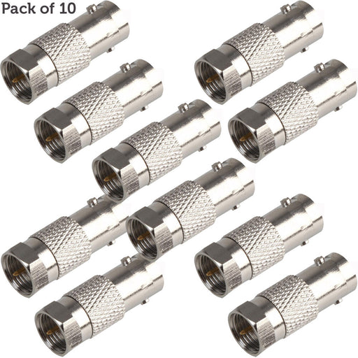 10x F Connector Male to BNC Female Adapter Coaxial CCTV DVR Converter Plug Loops
