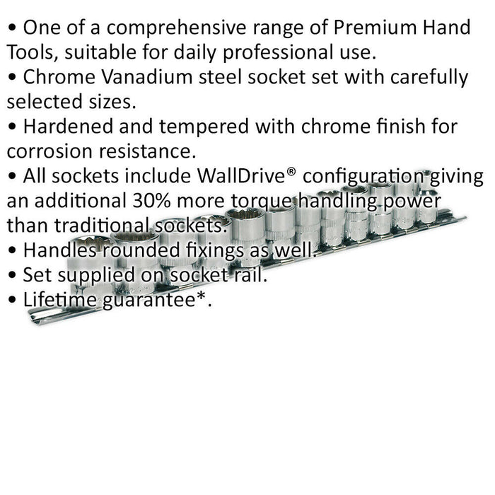 12 PACK Socket Set - 3/8" Metric Square Drive - 12 Point WallDrive High Torque Loops