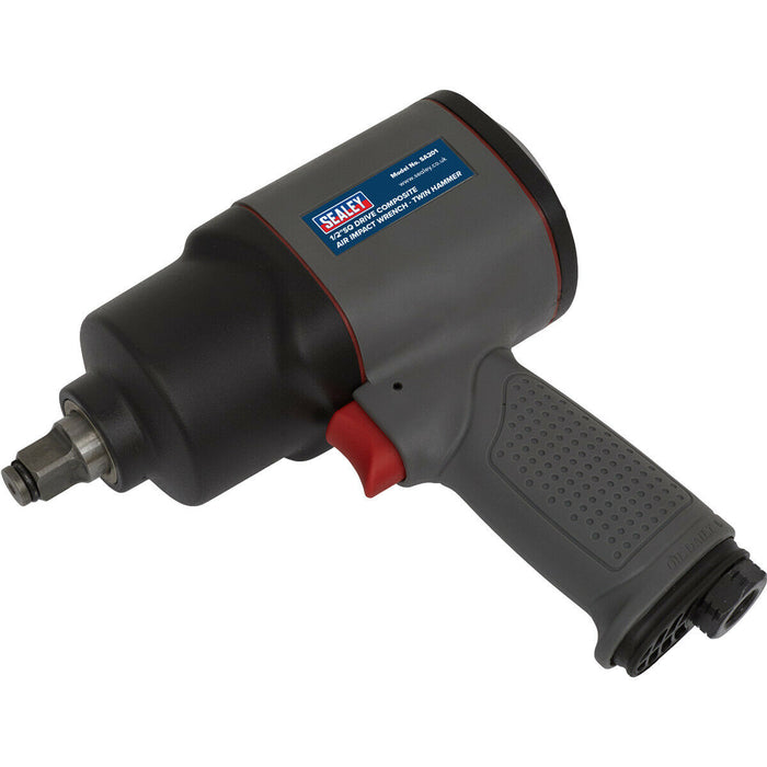 1/2 Inch Sq Drive Composite Air Impact Wrench - Twin Hammer - Handle Exhaust Loops