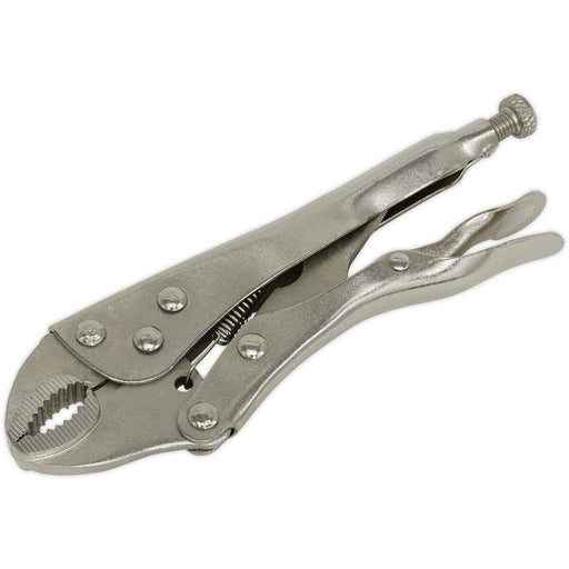 175mm Curved Locking Pliers - Drop Forged Steel - Serrated Adjustable Jaws Loops