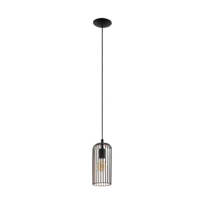 Hanging Ceiling Pendant Light Black & Copper Cage Shade 1 x 60W E27 Bulb Loops